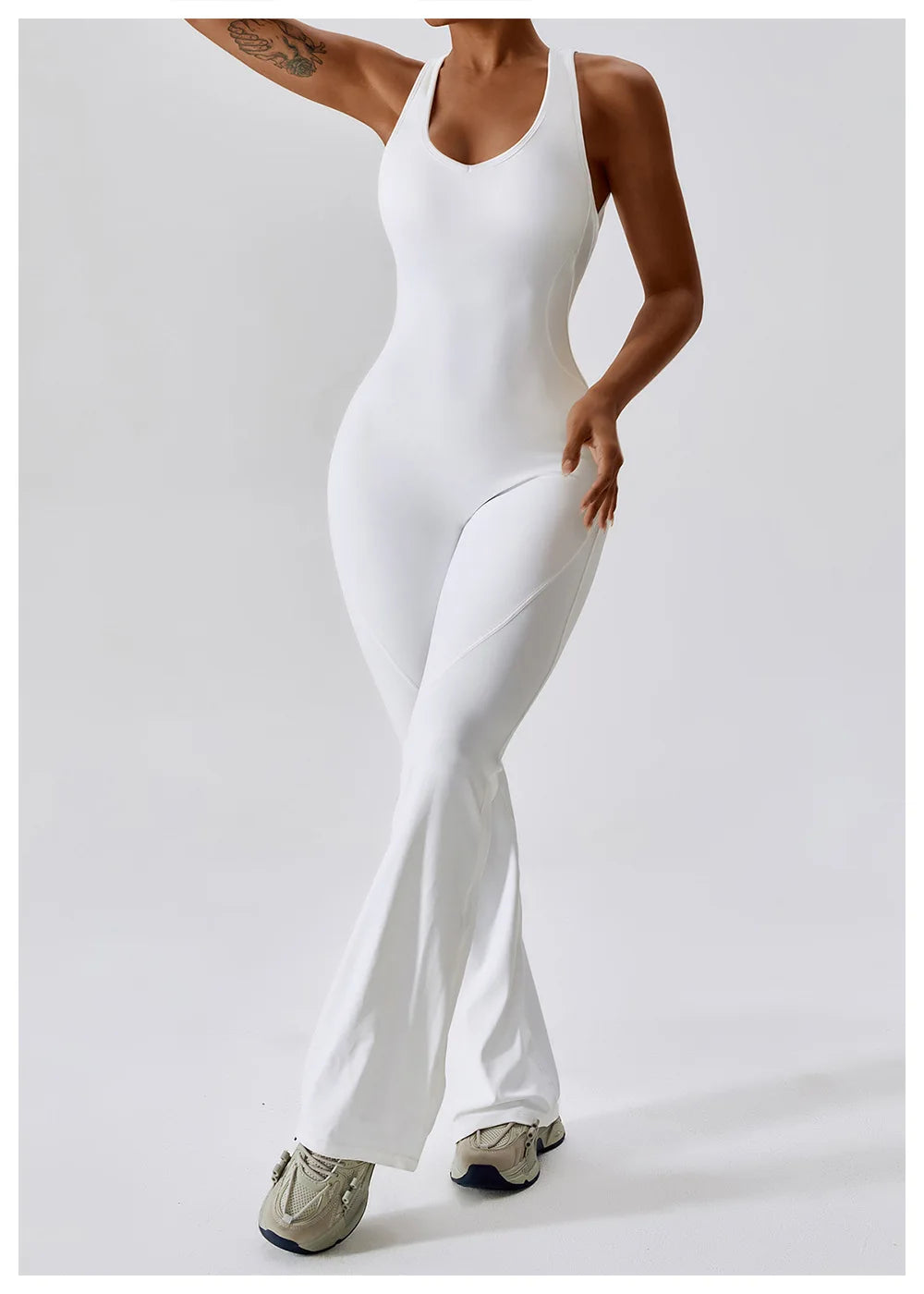 One-Piece Jumpsuit — Seamless Sculpting Fit with Flared Leg
