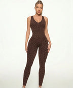 Sleeveless Backless Leopard Catsuit Jumpsuit