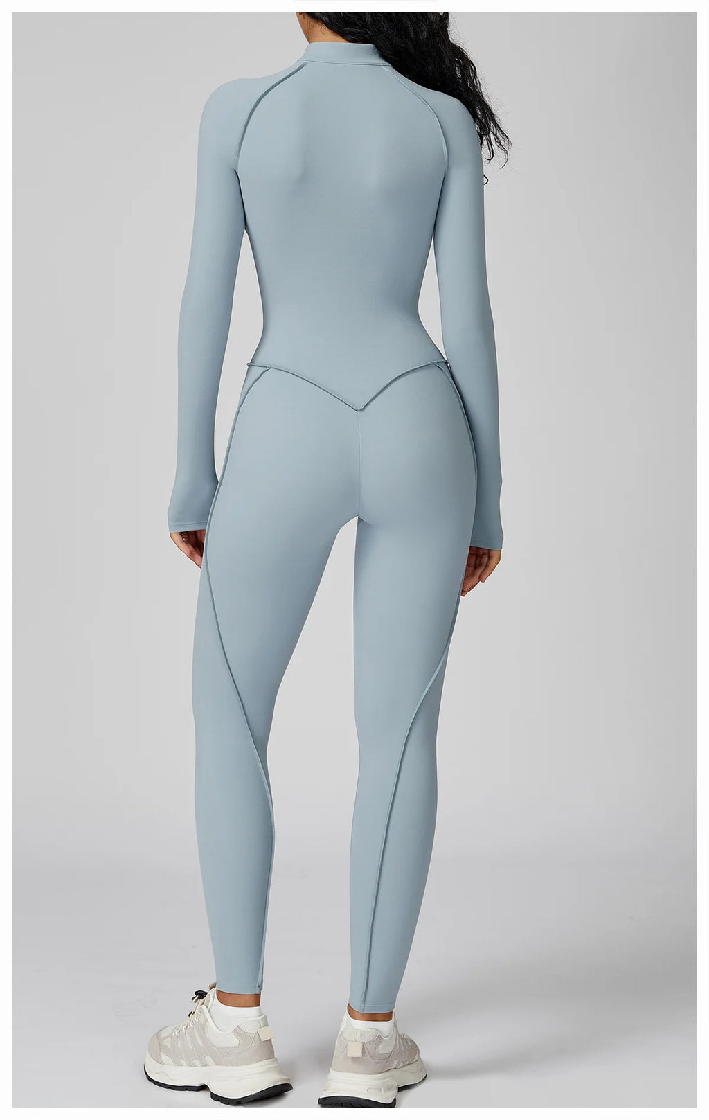 Long Sleeve Workout Jumpsuit — Seamless Contour Fit with Sculpting Support
