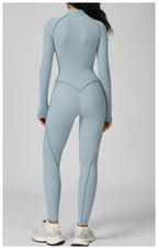 Long Sleeve Workout Jumpsuit — Seamless Contour Fit with Sculpting Support