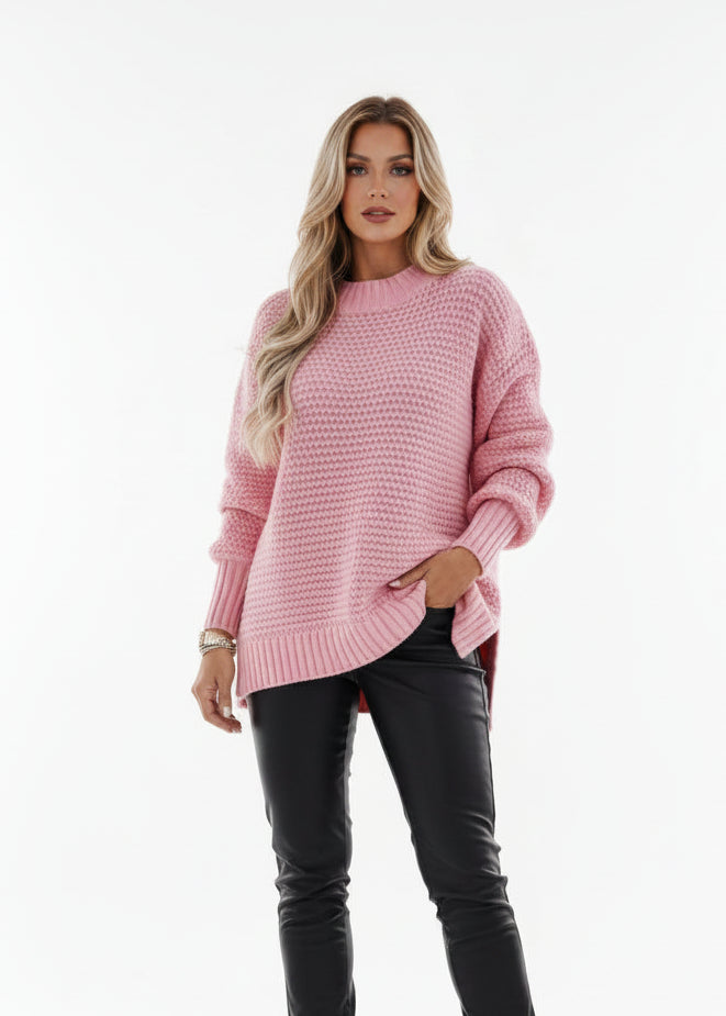 Sueter Oversized Tricô Amplo Gola Alta Luxe