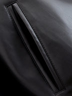 Jaqueta Trench Coat Casual em Couro PU com Cinto