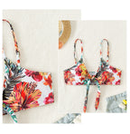Floral High Waist Bikini Set With Mesh Cover Up Swimwear