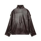 Jaqueta Bomber Oversized Couro PU Texturizado