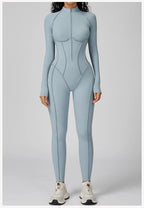 Long Sleeve Workout Jumpsuit — Seamless Contour Fit with Sculpting Support