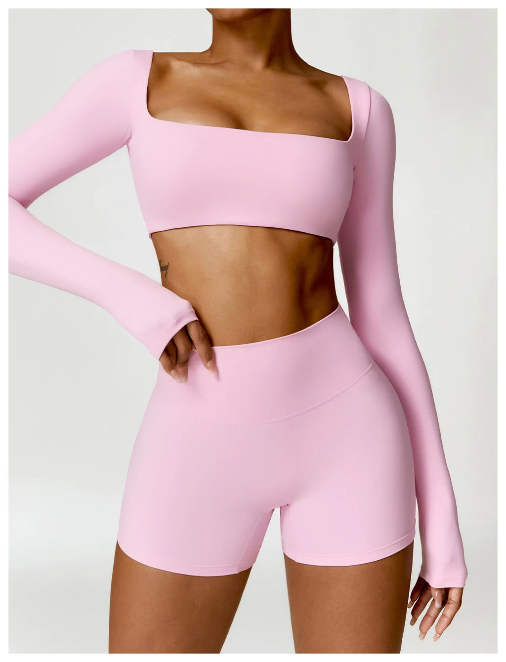 Long Sleeve Top + Leggings/Short — QuickDry Workout Set with Sculpting Fit