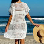 Hollow Out V Neck Knitted Beach Cover Up