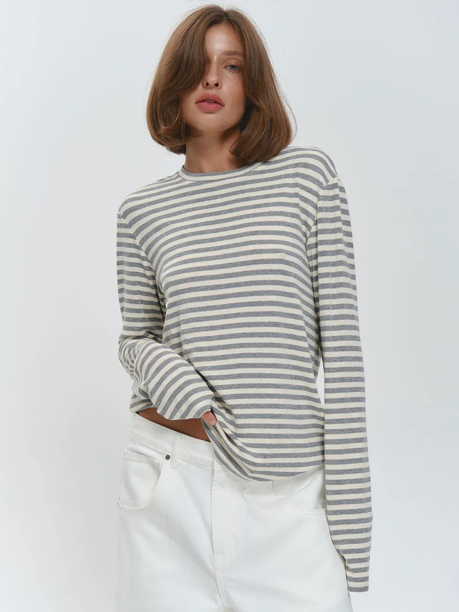 Harper Striped Twist Hem Long Sleeve Tee