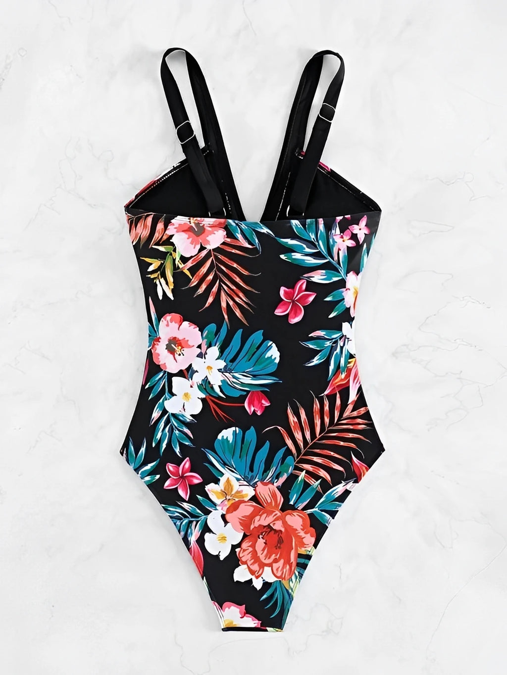 Floral Print Ruched One Piece Swimsuit Cross Back Monokini