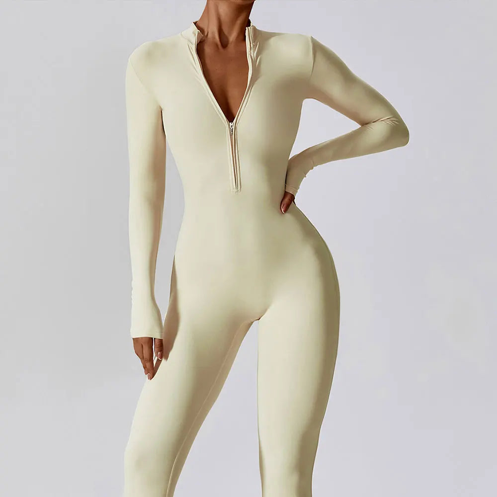 Full-Length Workout Jumpsuit — QuickDry Comfort with Sculpting Fit