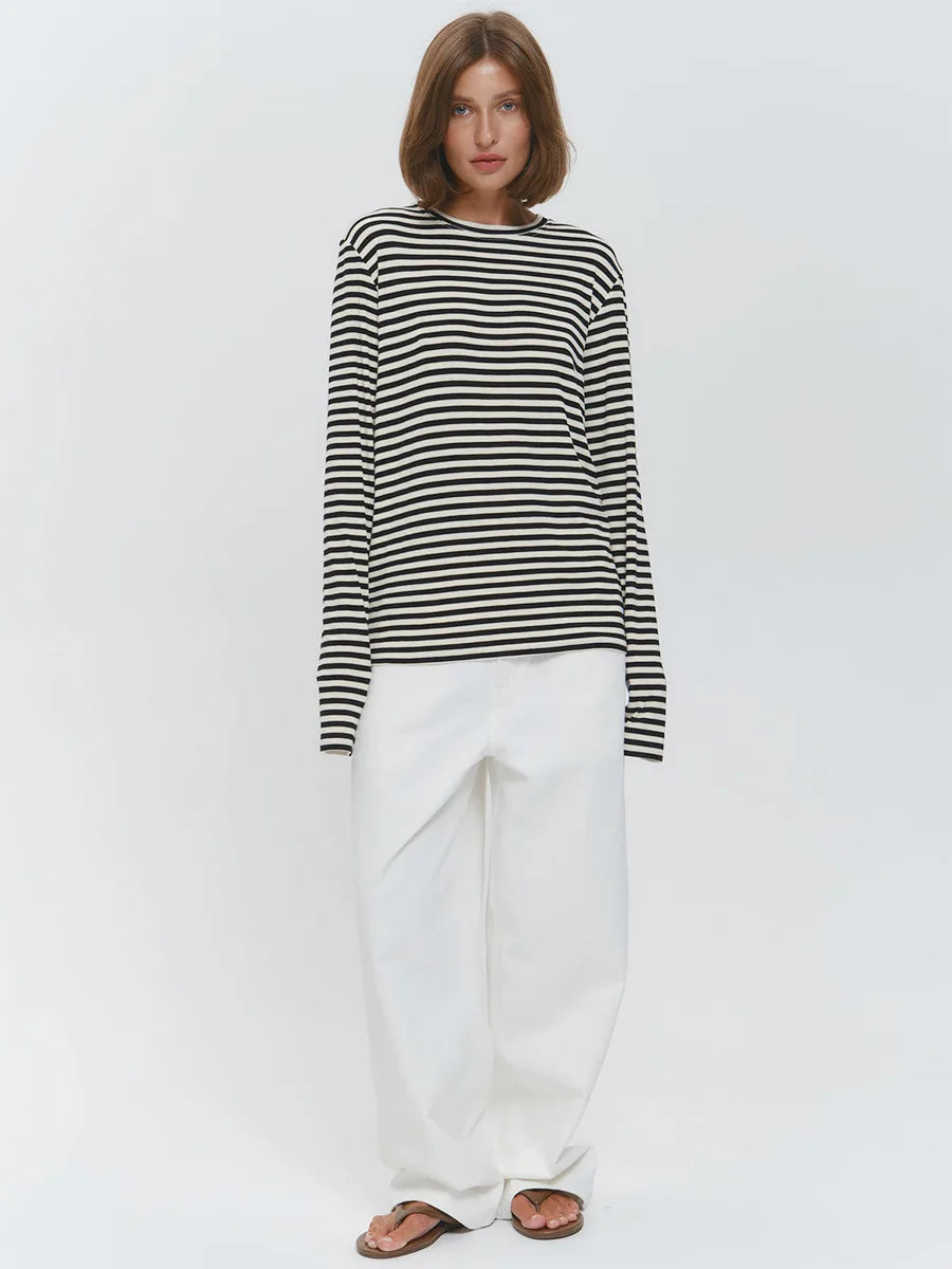 Harper Striped Twist Hem Long Sleeve Tee