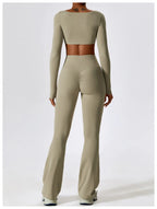 Long Sleeve Top + Leggings — Sleek Fit Workout Set with Sculpting Fit
