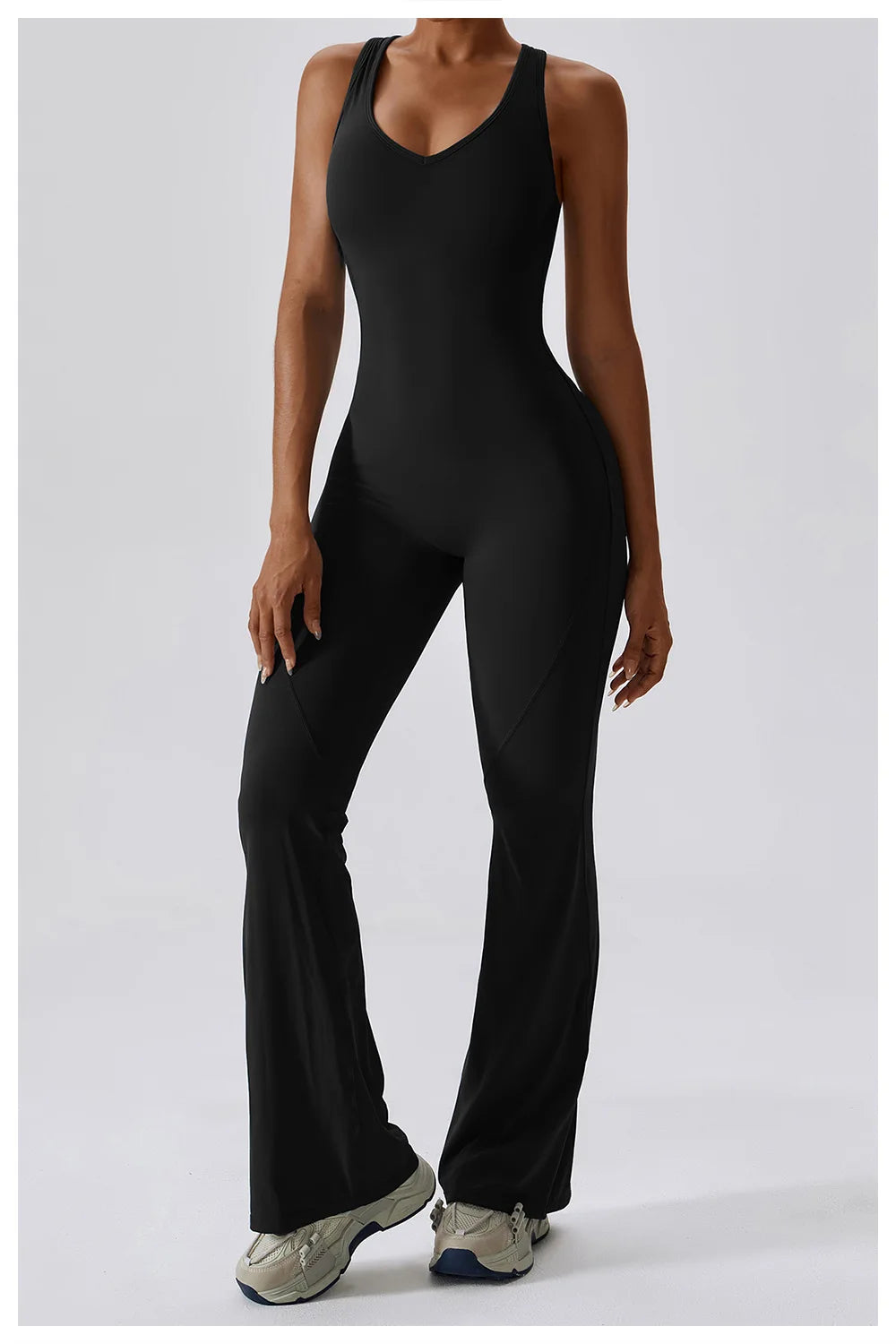 One-Piece Jumpsuit — Seamless Sculpting Fit with Flared Leg
