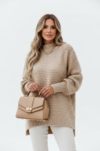 Sueter Oversized Tricô Amplo Gola Alta Luxe