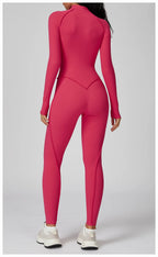 Long Sleeve Workout Jumpsuit — Seamless Contour Fit with Sculpting Support