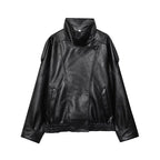 Jaqueta Bomber Oversized Couro PU Texturizado