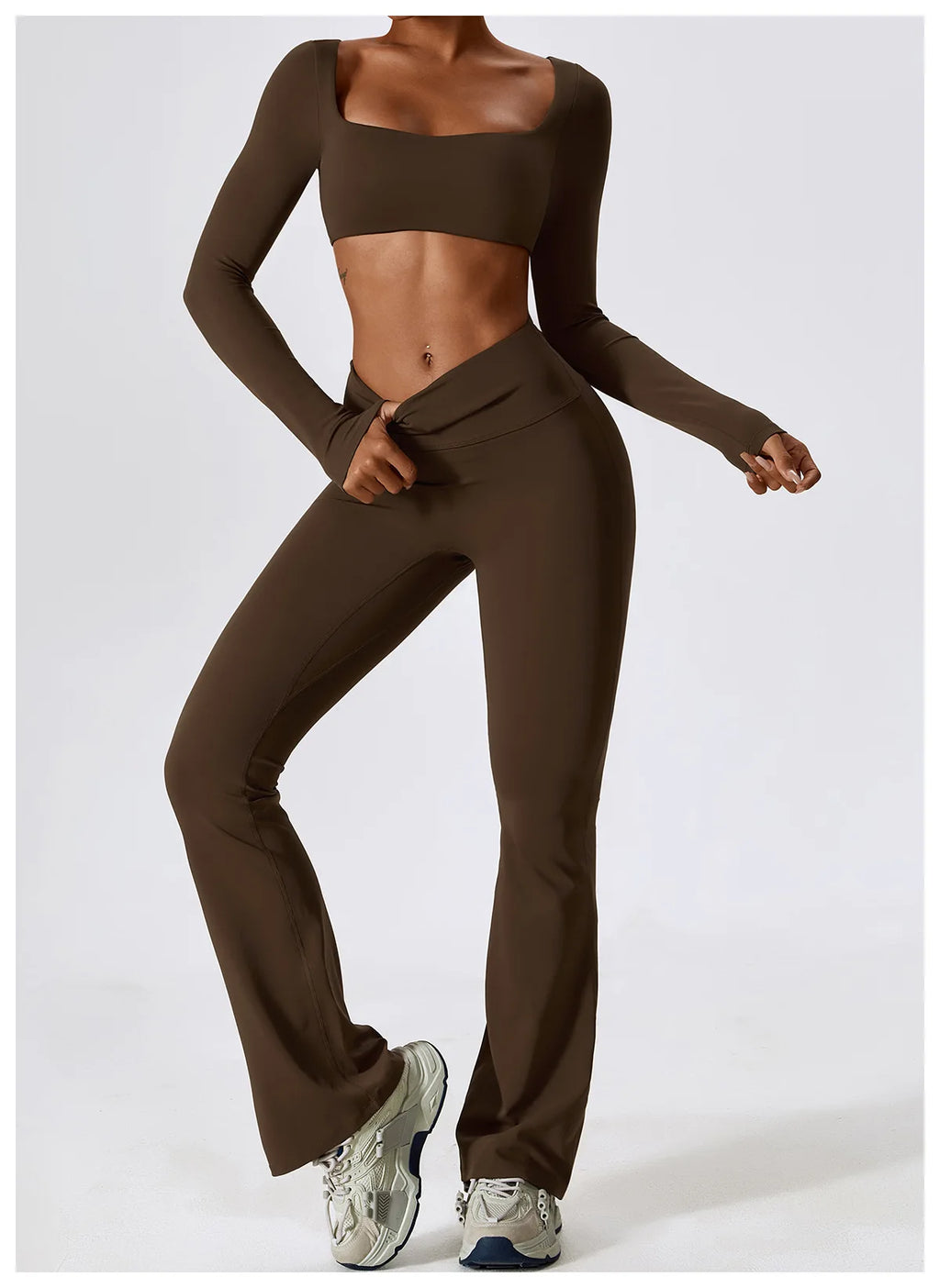 Long Sleeve Top + Leggings — Sleek Fit Workout Set with Sculpting Fit