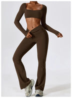 Long Sleeve Top + Leggings — Sleek Fit Workout Set with Sculpting Fit