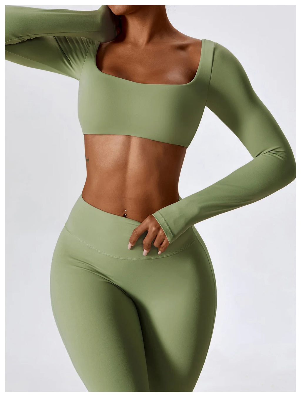 Long Sleeve Top + Leggings — Sleek Fit Workout Set with Sculpting Fit
