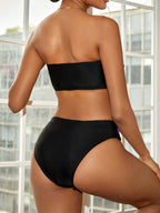Bandeau Striped High Waist Bikini Set