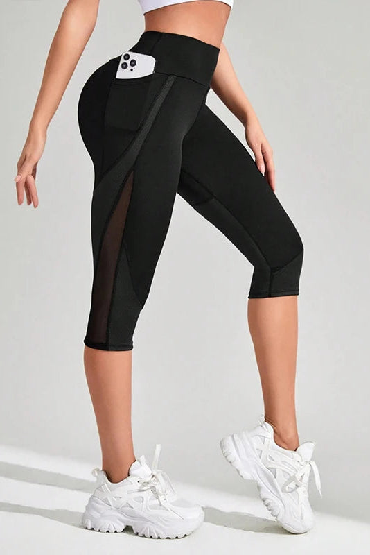 Legging Capri High Waist Mesh Pocket Tummy Control
