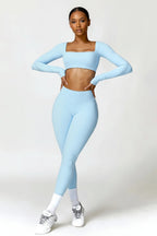 Long Sleeve Top + Leggings/Short — QuickDry Workout Set with Sculpting Fit