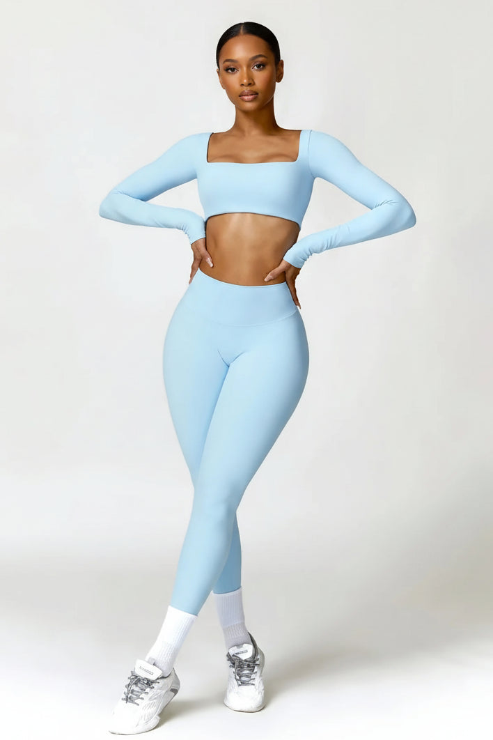 Long Sleeve Top + Leggings/Short — QuickDry Workout Set with Sculpting Fit