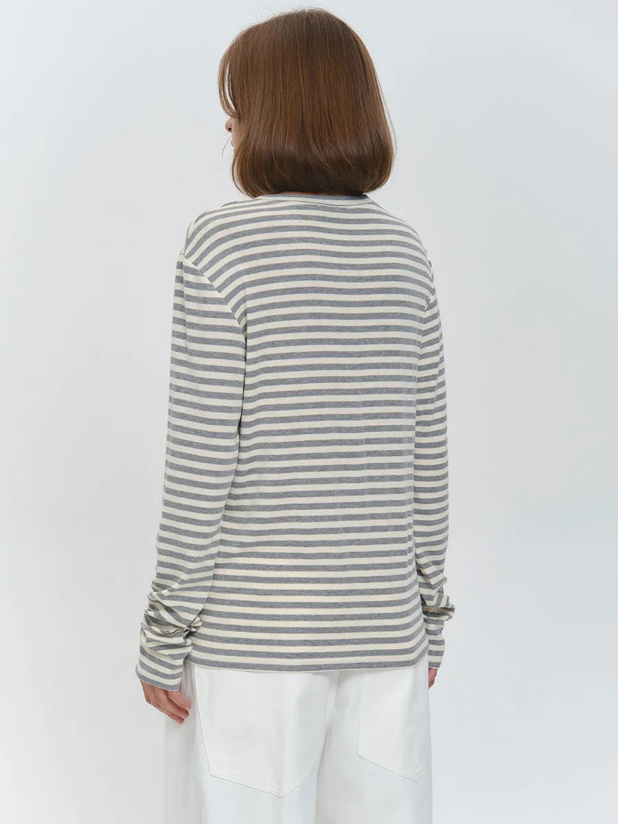 Harper Striped Twist Hem Long Sleeve Tee