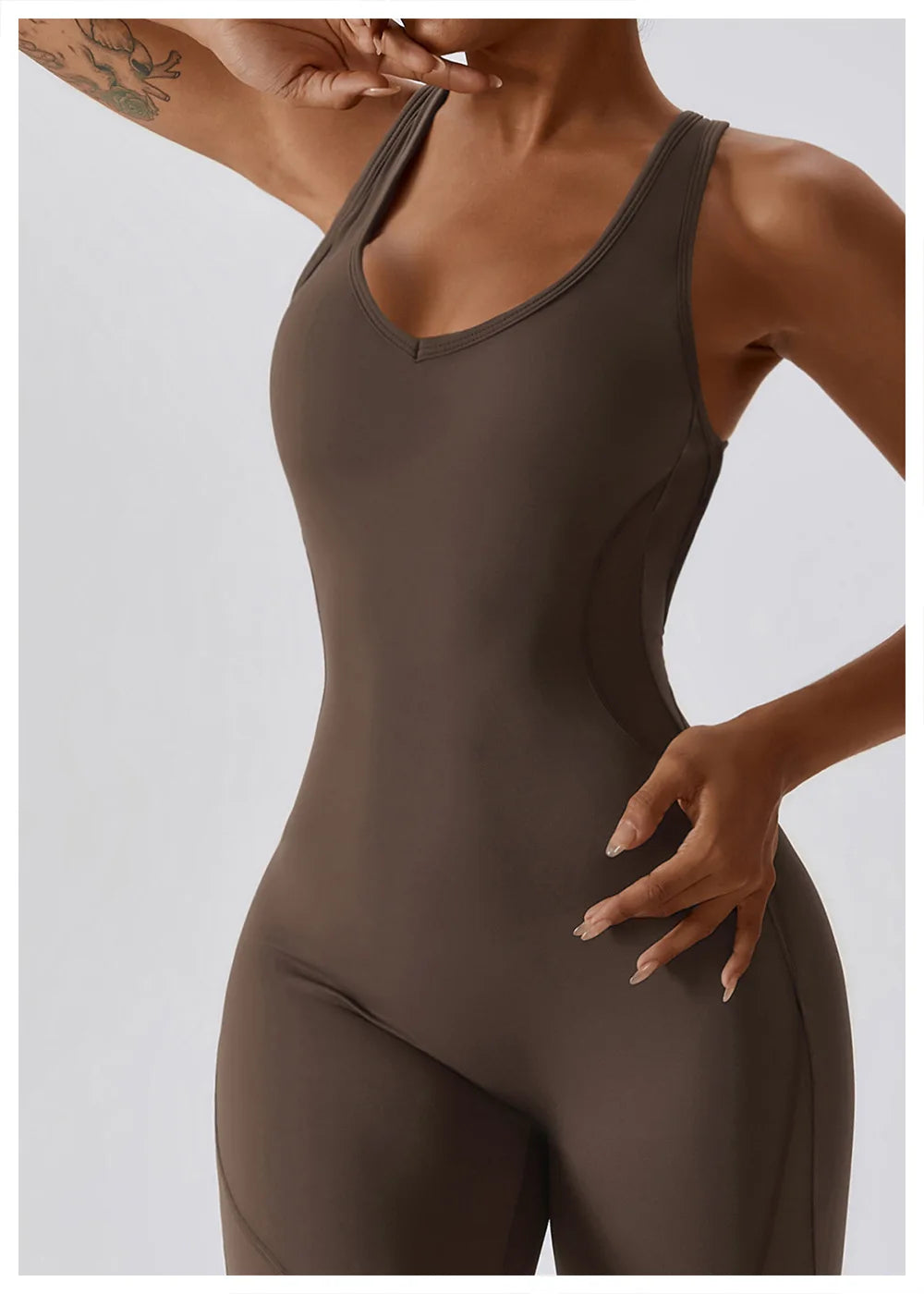 One-Piece Jumpsuit — Seamless Sculpting Fit with Flared Leg