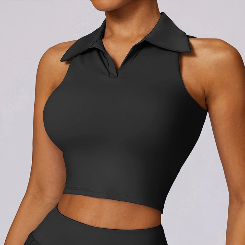 Tennis Skirt Set High Waist Pleated Polo Crop