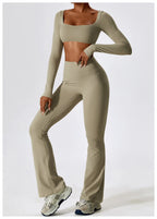 Long Sleeve Top + Leggings — Sleek Fit Workout Set with Sculpting Fit