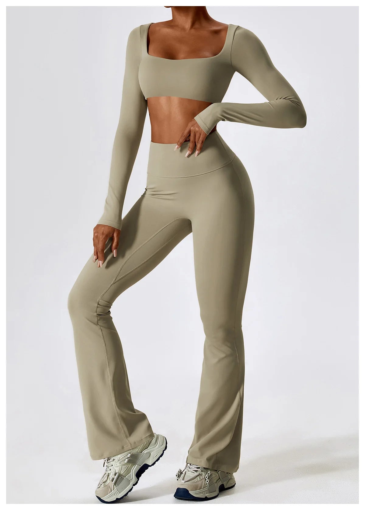 Long Sleeve Top + Leggings — Sleek Fit Workout Set with Sculpting Fit