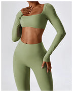 Long Sleeve Top + Leggings — Sleek Fit Workout Set with Sculpting Fit