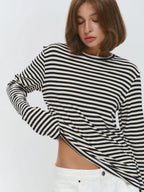 Harper Striped Twist Hem Long Sleeve Tee