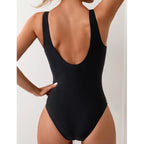Color Block One Piece Swimsuit High Cut Sculpting Monokini