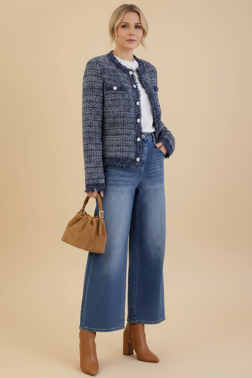 Casaco Cardigã Tweed Classic Valemza