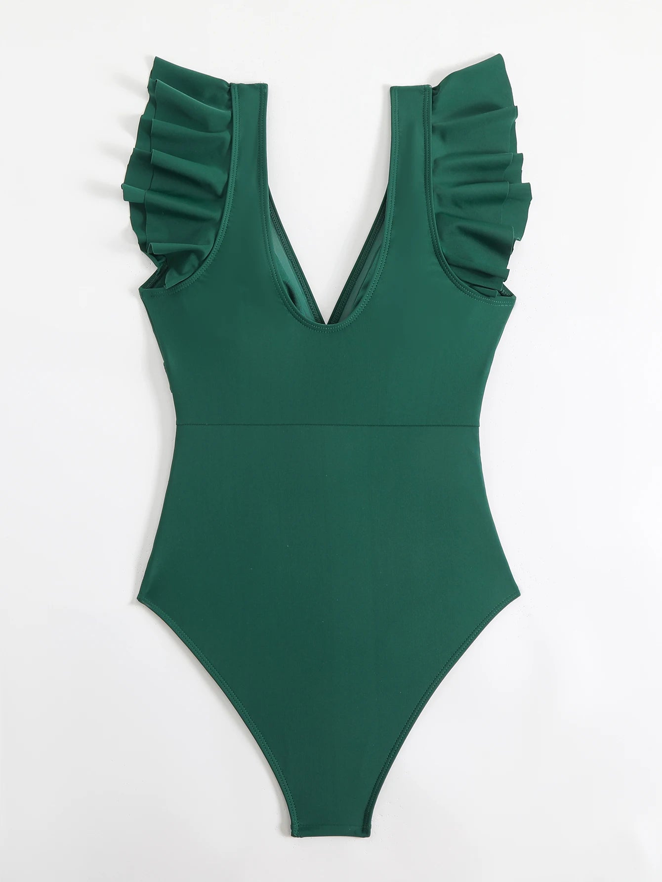 Ruffle One Piece Swimsuit High Cut Monokini