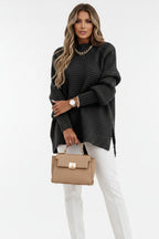 Sueter Oversized Tricô Amplo Gola Alta Luxe