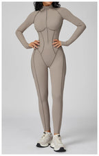Long Sleeve Workout Jumpsuit — Seamless Contour Fit with Sculpting Support