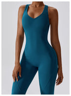 One-Piece Jumpsuit — Seamless Sculpting Fit with Flared Leg