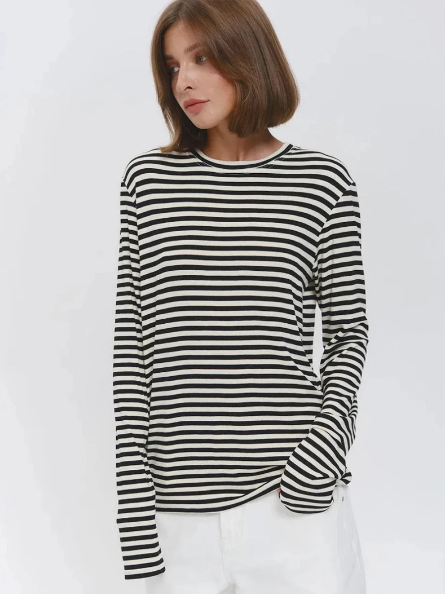 Harper Striped Twist Hem Long Sleeve Tee