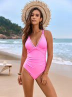 Twist Front One Piece Swimsuit Cut Out Monokini