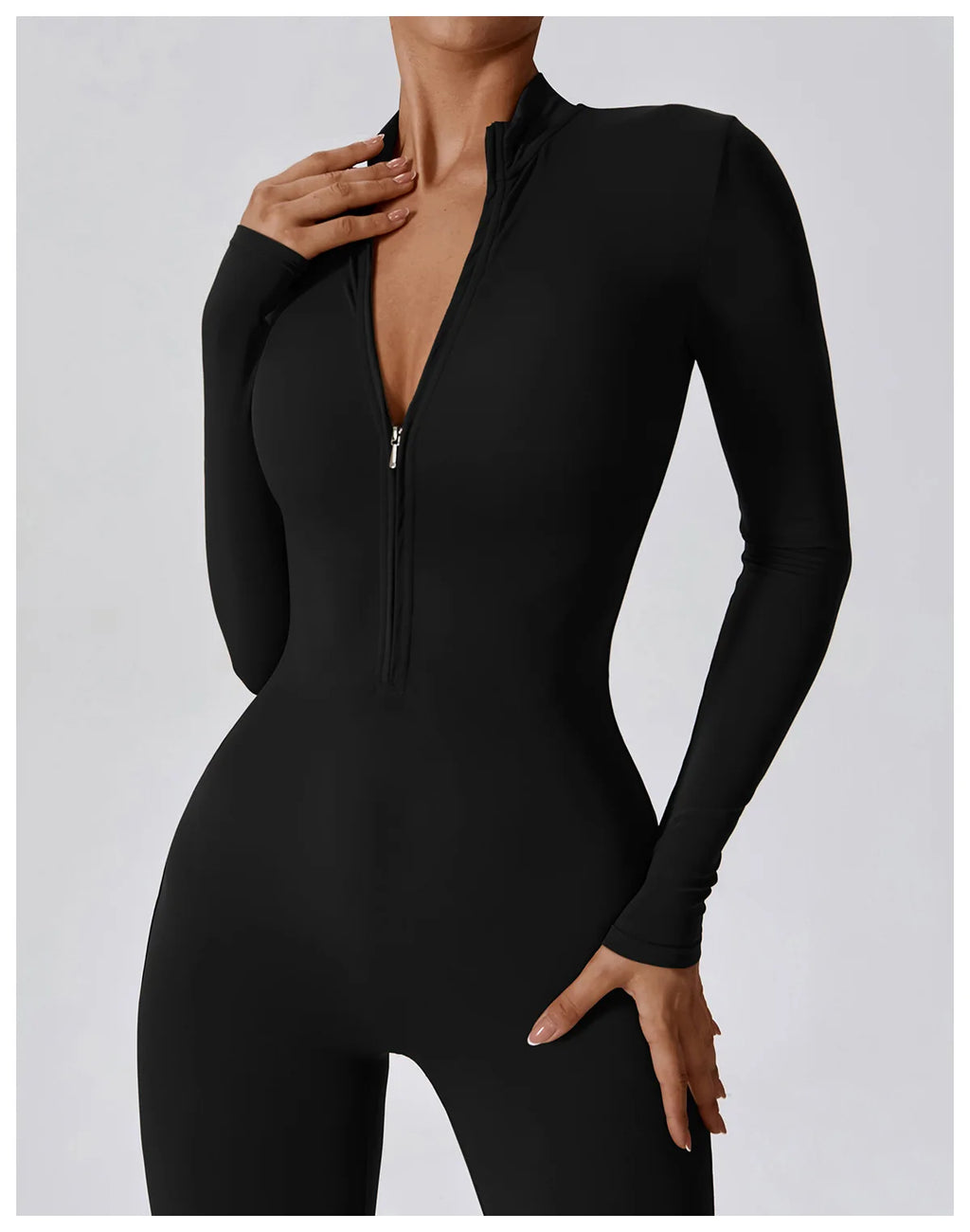 Full-Length Workout Jumpsuit — QuickDry Comfort with Sculpting Fit