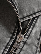 Jaqueta Biker Cropped Vintage Estonado Ailegogo