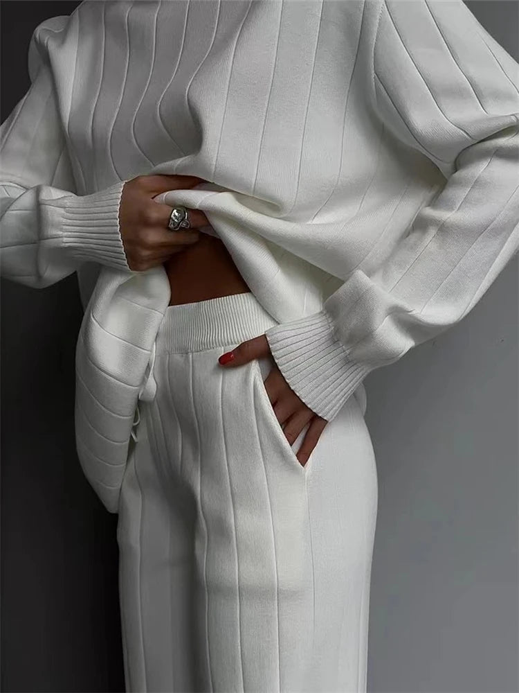 Elara Ribbed Turtleneck Knit Set