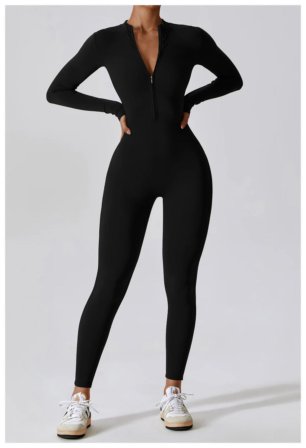Full-Length Workout Jumpsuit — QuickDry Comfort with Sculpting Fit