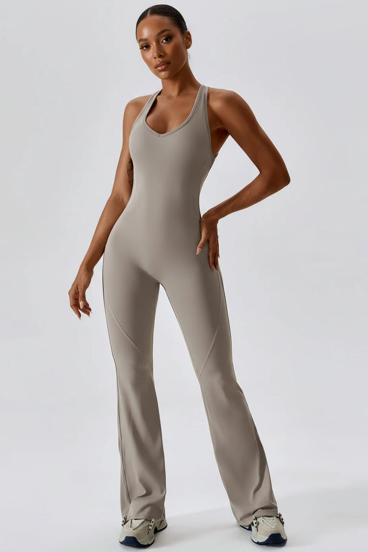 One-Piece Jumpsuit — Seamless Sculpting Fit with Flared Leg