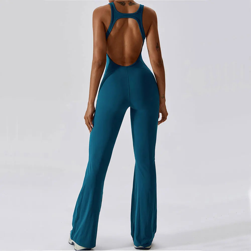 One-Piece Jumpsuit — Seamless Sculpting Fit with Flared Leg