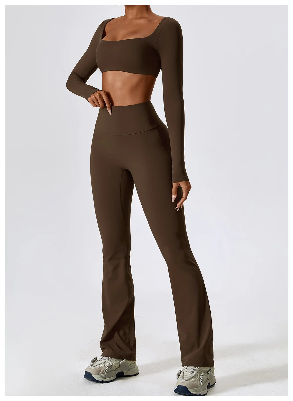 Long Sleeve Top + Leggings — Sleek Fit Workout Set with Sculpting Fit