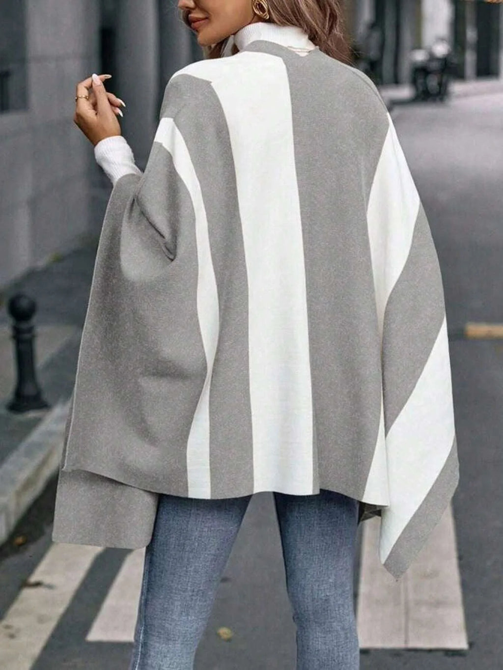 Poncho Tricot Color Block Amarrado